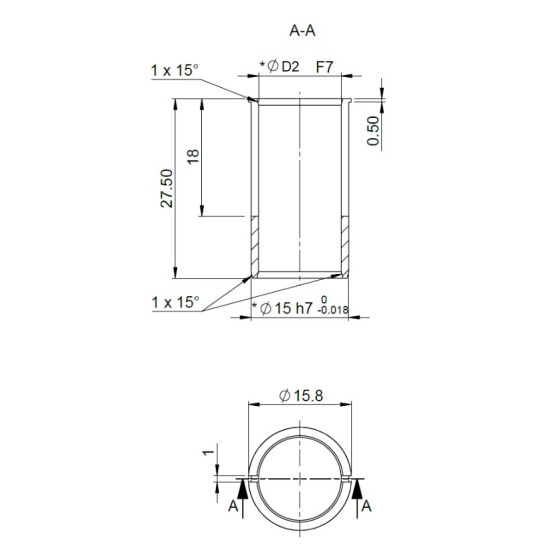 15mm-->12mm tengelycsökkentő, 58mm perem, rozsdamentes acél