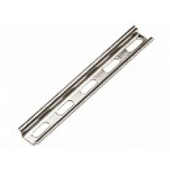 DIN sin - 35 mm széles x 15mm magas, Lyukasztott, galvanizált acél, 2 méter DIN sin - 35 mm széles x 15mm magas, Lyukasztott, galvanizált acél, 2 méter