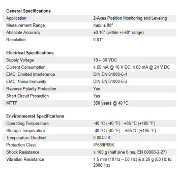 Dőlésérzékelő 2 tengelyhez CANopen, max. +/- 80° pont. 0,1°, táp 10-30VDC, IP68