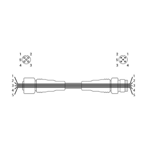 Hosszító kábel - M12 Csatlakozóval 5tűs , 5 vezetékes, PVC, 1 méter