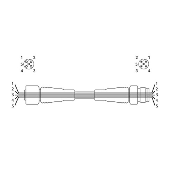 Hosszító kábel - M12 Csatlakozóval 5tus , 5 vezetékes, PVC, 5 méter