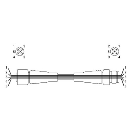 Hosszító kábel - M12 Csatlakozóval 5tus , 5 vezetékes, PVC, 7 méter