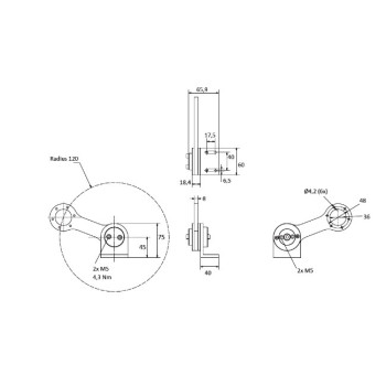 Jeladó felfogató - 58mm, Nyomatékkar kerék nélkül, 300 v. 500mm-es kerékhez