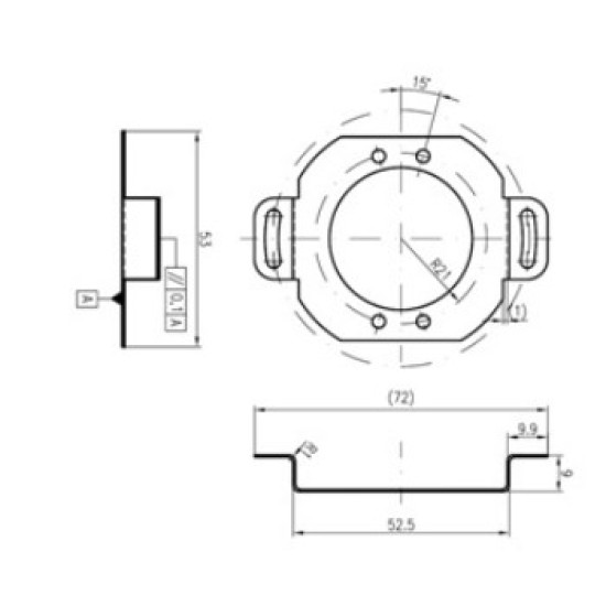 Jeladó felfogató 58mm-es átmenőfuratos jaladókhoz, rozsdamentes