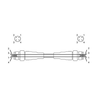 Kábel - M12 Csatalakozóval 4tus apa / apa, 4 vezetékes, PVC, 5m