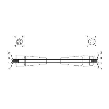 Kábel - M12 Csatalakozóval 4tus apa / apa, 4 vezetékes, 2m