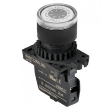 Lámpa - Fehér körlalakú D22mm, 110-220VAC / AC, max.fogy. 20mA, IP52