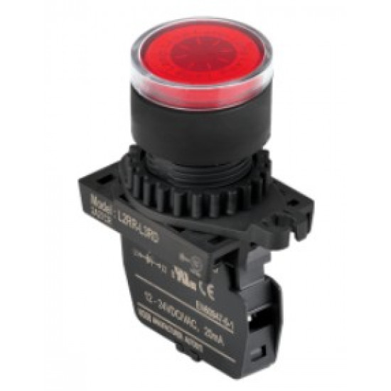 Lámpa - Piros körlalakú D22mm, 110-220VAC / AC, max.fogy. 20mA, IP52 Lámpa - Piros körlalakú D22mm, 110-220VAC / AC, max.fogy. 20mA, IP52