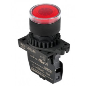 Lámpa - Piros körlalakú D22mm, 12-24VDC / AC, max.fogy. 20mA, IP52