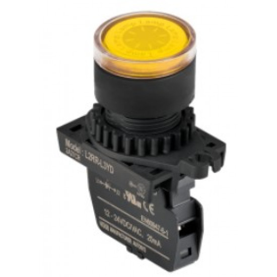 Lámpa - Sárga körlalakú D22mm, 12-24VDC / AC, max.fogy. 20mA, IP52 Lámpa - Sárga körlalakú D22mm, 12-24VDC / AC, max.fogy. 20mA, IP52