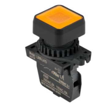 Lámpa - Sárga négyzetes D22mm, 12-24VDC / AC, max.fogy. 20mA, IP52
