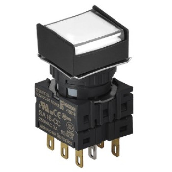 Nyomógomb - 2 NO/NC,kontakt,visszatéro,fehér LED,5VDC,Max 250VAC-/3A,IP65 (IEC)