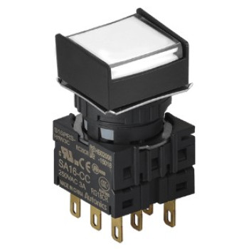 Nyomógomb - 3 NO/NC,kontakt,bennragadó,fehér LED,Max 250VAC-/3A,IP65 (IEC 
