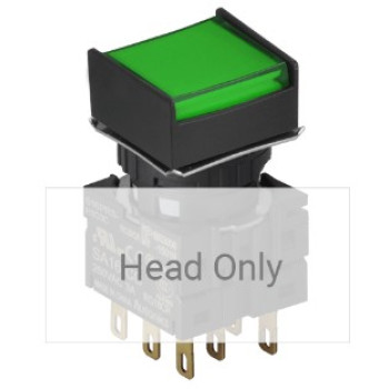 Nyomógomb - bennragadó, zöld LED, IP65 (IEC standard)