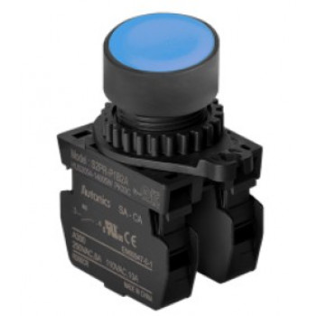 Nyomógomb - Kék, 2x NO kontakt, Max 250VAC 6A, IP65