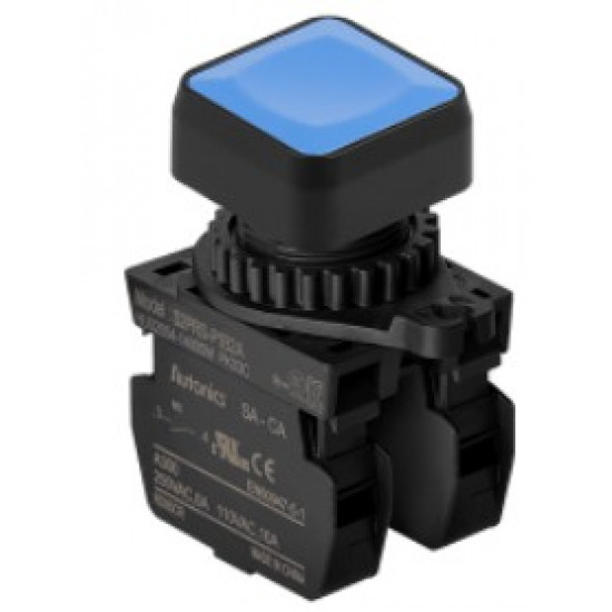 Nyomógomb - Kék, 2x NO kontakt, Max 250VAC 6A, IP65