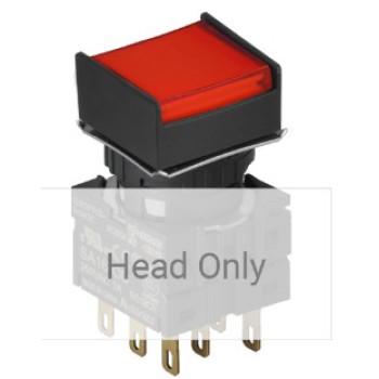 Nyomógomb - visszatéro, piros LED, IP65 (IEC standard)