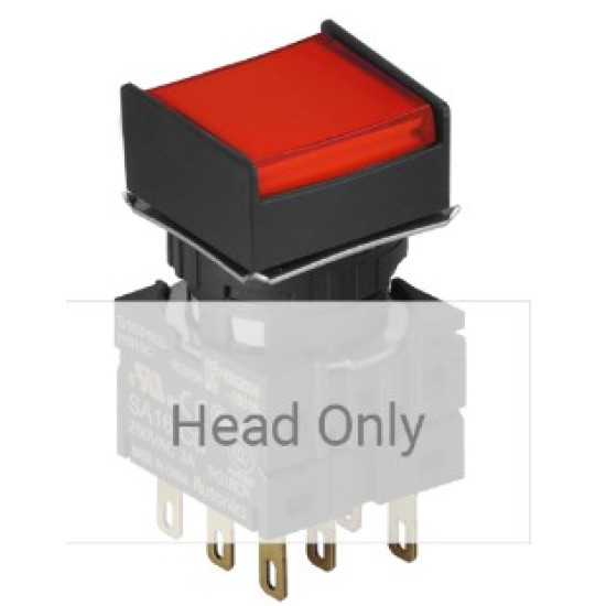 Nyomógomb - visszatéro, piros LED, IP65 (IEC standard)