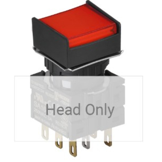 Nyomógomb - visszatéro, piros LED, IP65 (IEC standard)