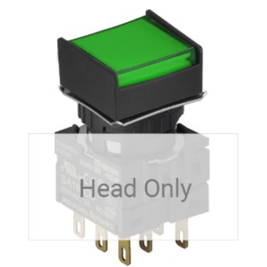 Nyomógomb - visszatéro, zöld LED, IP65 (IEC standard)