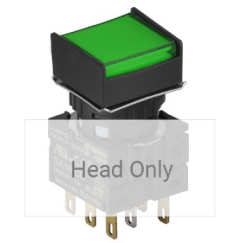 Nyomógomb - visszatéro, zöld LED, IP65 (IEC standard)