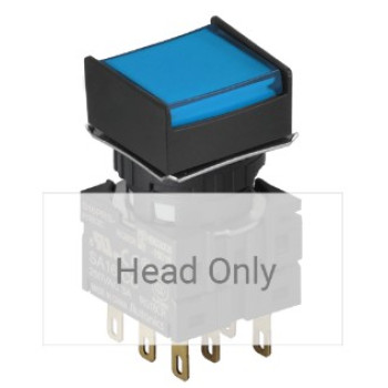 Nyomógomb - visszatéro gomb, kék LED, IP65, IEC standard