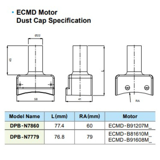 Porvédő bekötési terminálra - ECMD-B81610M és B91608M szervomotorhoz Porvédő bekötési terminálra - ECMD-B81610M és B91608M szervomotorhoz