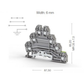 Sorkapocs - Három emeletes + Föld, max. 2,5mm2, 440V 24A