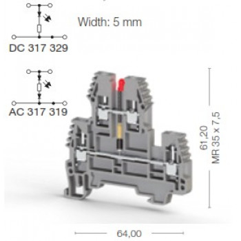 Sorkapocs - Két emeletes + LED 230VAC, max. 2,5mm2, 500V 24A