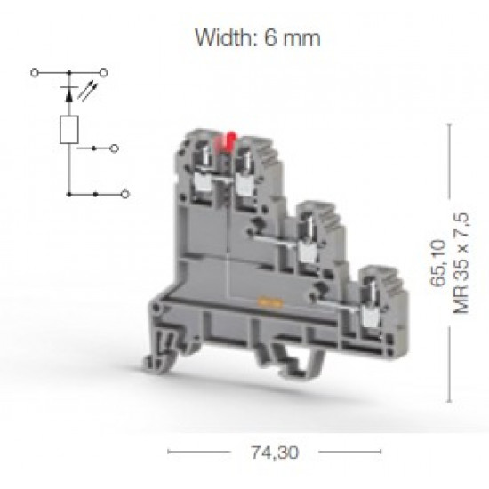 Sorkapocs Szenzorhoz - Három emeletes + LED (NPN), max. 2,5mm2, 24V 24A