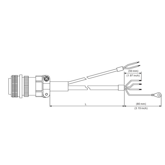 Tápkábel fékes - 3 méter 1 - 1,5kW-ig ECMC motorhoz (1010~1315) Tápkábel fékes - 3 méter 1 - 1,5kW-ig ECMC motorhoz (1010~1315)