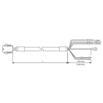 Tápkábel fékes - 5 m 750W-ig ECM-A3 / ECM-B3 motorokhoz (0401~0807) 220V 1Fázis