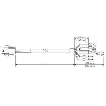 Tápkábel fékes - 5 méter 750W-ig  ECM-B3 és ECM-A3 Szervomotorokhoz (0401~0807)