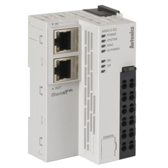 Távoli IO - EtherCAT 100Mbs, 2x RJ45 port, max. 64 modul,USB, DIN sin, 24V DC