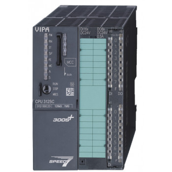 S7 300S+ CPU - 312SC (Siemens 312SC CPU), 16x DI / 8x DO / 2x Számláló / 2x PWM