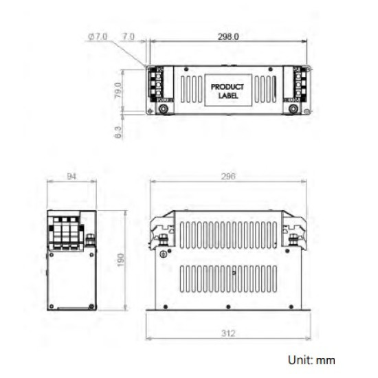 Zavarszűrő - 63A 400V 3Fázis, VFD185C43A, VFD220C43A, VFD300C43A frekihez